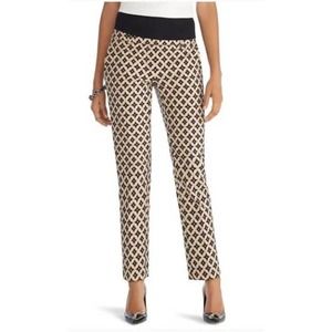 White House Black Market Slim Ankle Tan with Black Diamond Pants - 4R